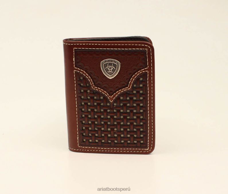 Ariat accesorios hombres cartera plegable con entramado en relieve P0RPZ1817 marrón