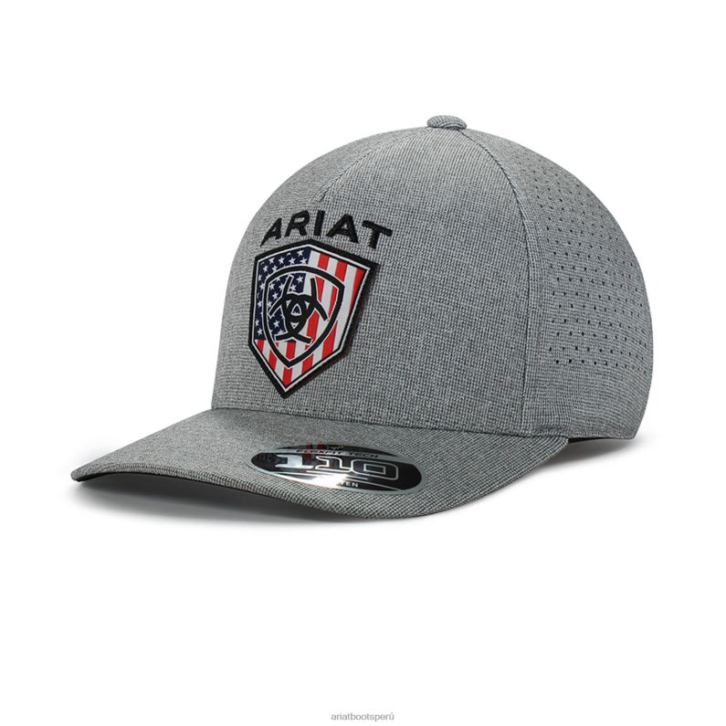 Ariat accesorios hombres gorra con logo del escudo de la bandera de estados unidos P0RPZ1951 gris
