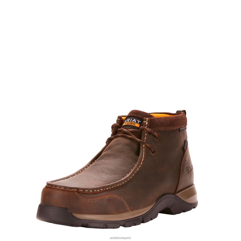 Ariat calzado hombres Bota de trabajo con punta compuesta impermeable Edge LTE Moc P0RPZ233 marron oscuro