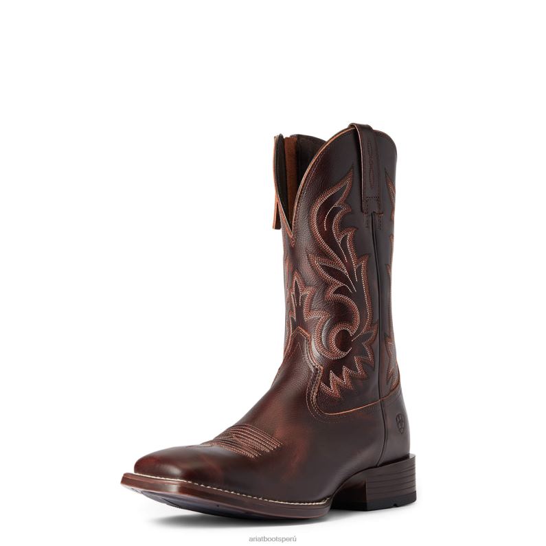 Ariat calzado hombres bota ultra western con cremallera delgada P0RPZ177 teñido a mano de rojo - marrón
