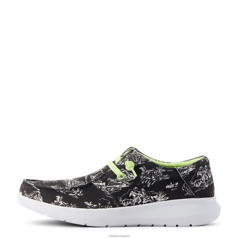 Ariat calzado hombres hilo occidental aloha P0RPZ460 toile negro aloha