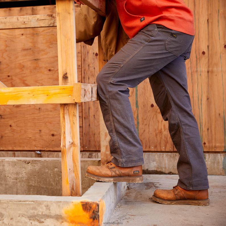 Ariat fondos hombres Pantalón tipo peto de sarga lavada Rebar M4 Relaxed Durastretch con corte tipo bota P0RPZ531 barra de refuerzo gris