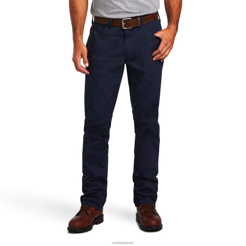 Ariat fondos hombres Rebar m4 pantalón de pernera recta apilable resistente y de talle bajo durastretch P0RPZ542 Armada
