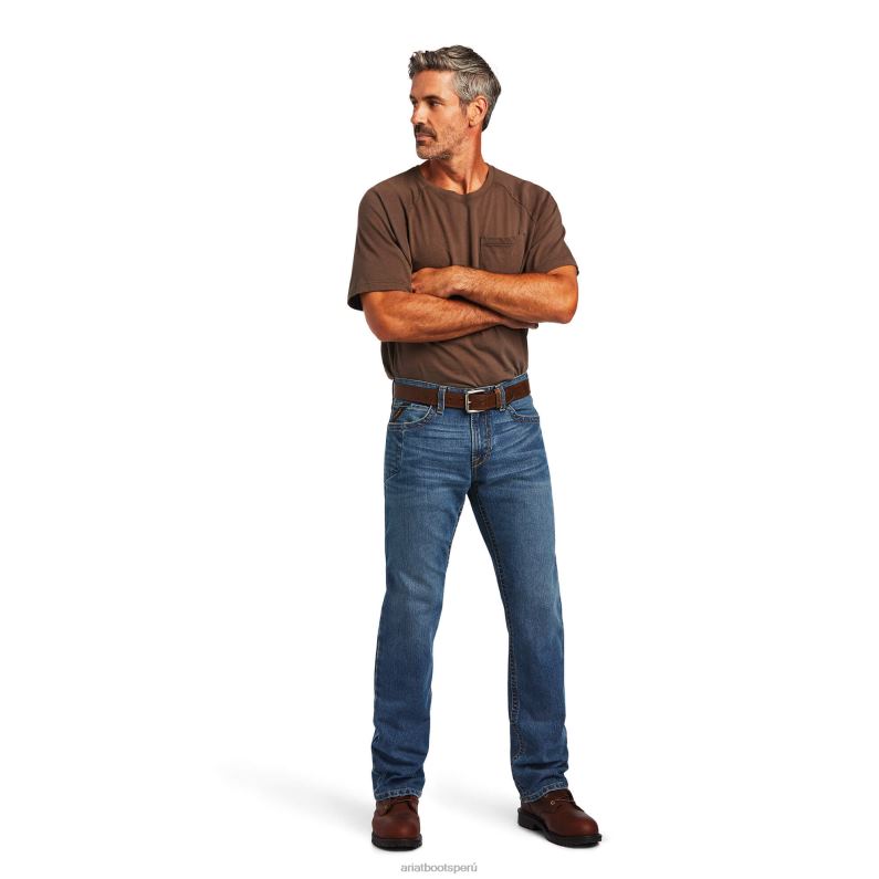 Ariat fondos hombres vaqueros de pernera recta apilables rebar m7 durastretch edge P0RPZ524 rico