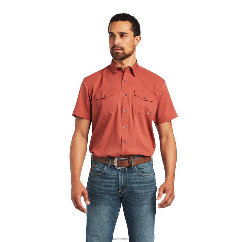 Ariat tapas hombres camisa ajustada estilo western venttek P0RPZ1242 Marsala