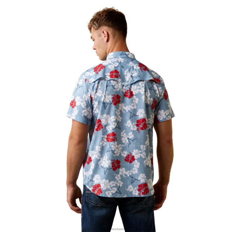 Ariat tapas hombres camisa ajustada venttek western aloha P0RPZ1339 cambray azul