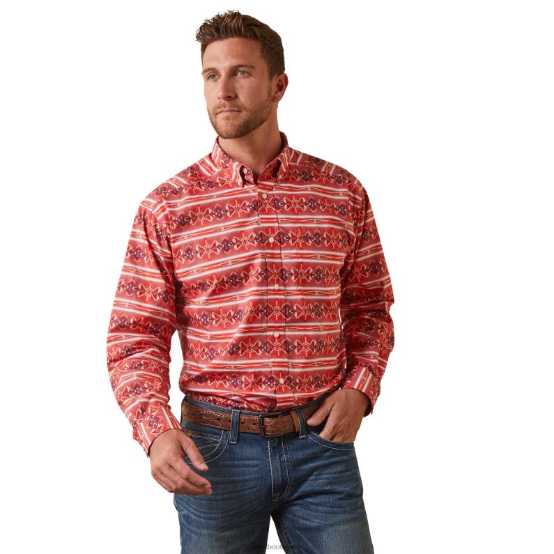Ariat tapas hombres camisa davon de corte clásico P0RPZ1300 pimentón