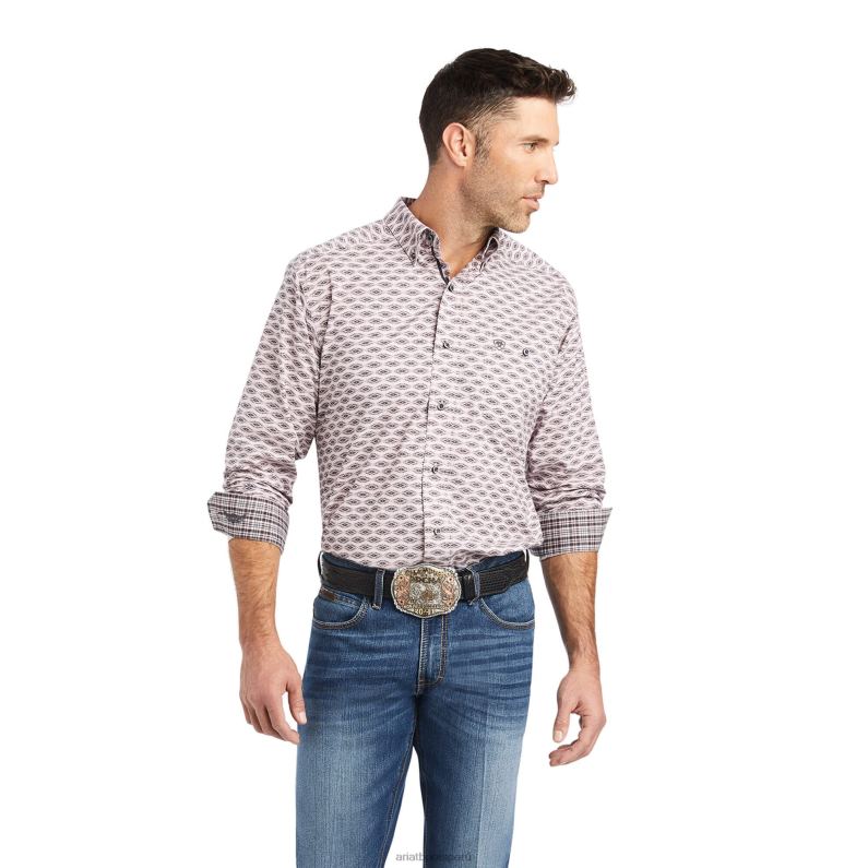 Ariat tapas hombres camisa de ajuste clásico con elasticidad superior implacable P0RPZ1217 color de malva