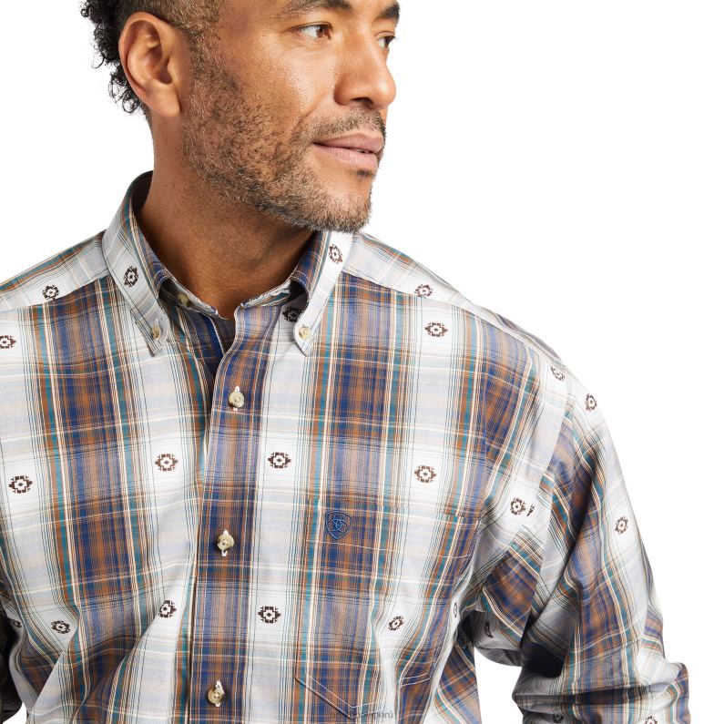 Ariat tapas hombres camisa de corte clásico geoffrey pro series P0RPZ1341 finca azul