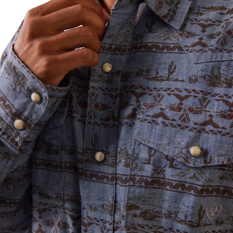 Ariat tapas hombres camisa haddington de corte retro P0RPZ1325 cambray verde polvoriento