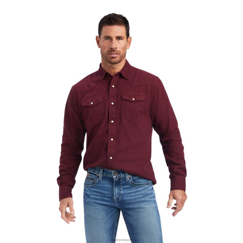 Ariat tapas hombres camisa julington retro fit P0RPZ1117 chocolate