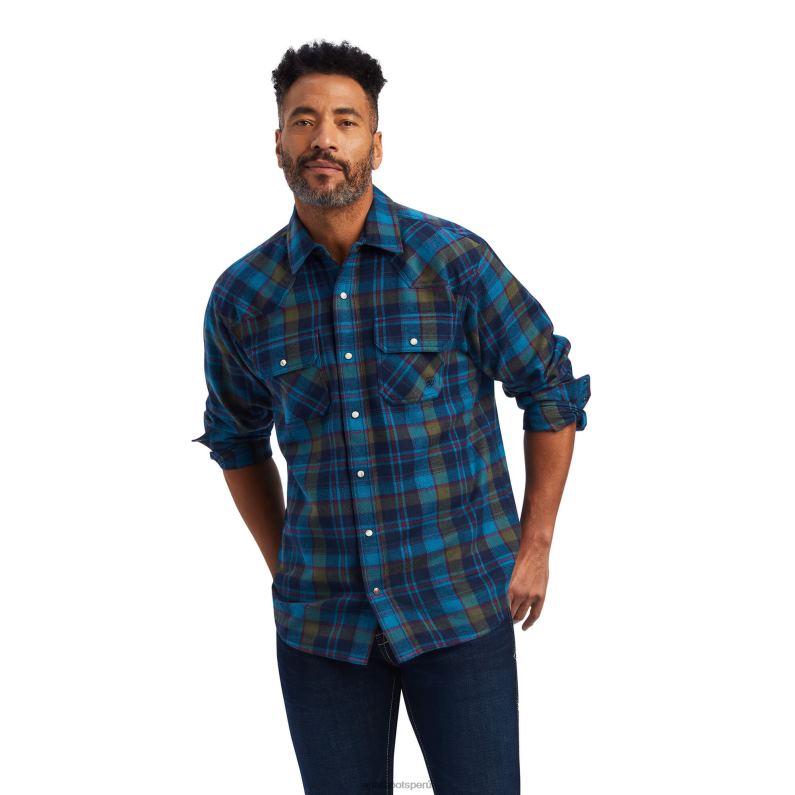 Ariat tapas hombres camisa retro fit Halstead P0RPZ1131 cerceta silvestre