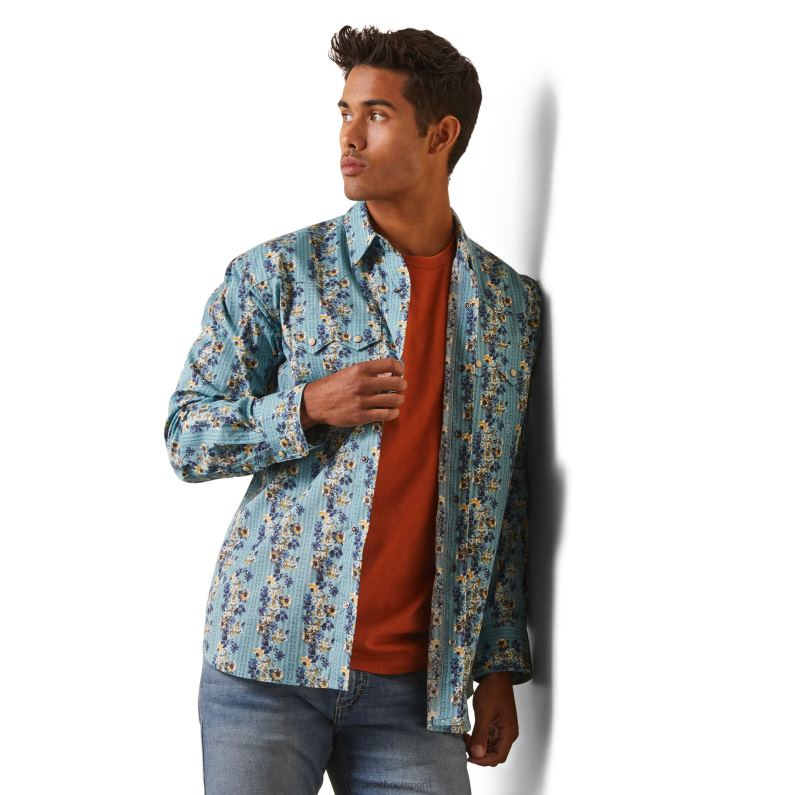 Ariat tapas hombres camisa retro fit hains P0RPZ1345 acuático
