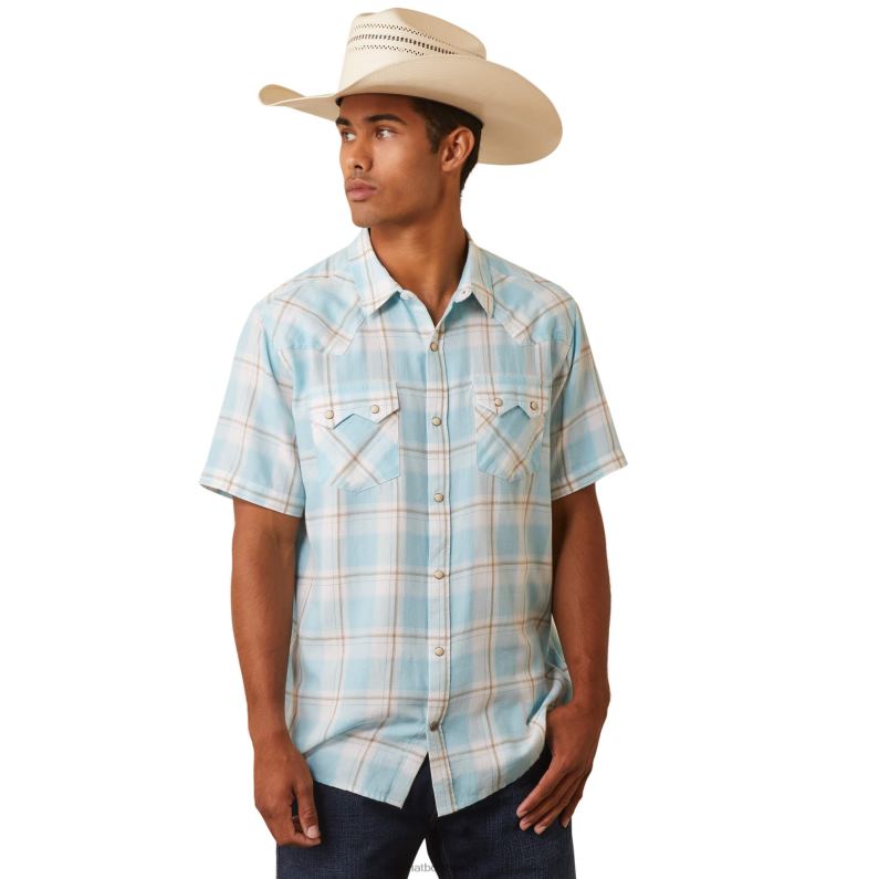 Ariat tapas hombres camisa retro fit halbertson P0RPZ1164 acuático