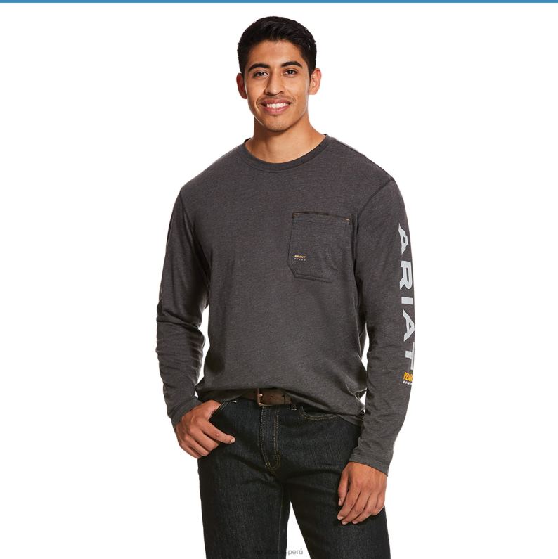 Ariat tapas hombres logotipo de trabajador de barras de refuerzo P0RPZ859 brezo de carbón