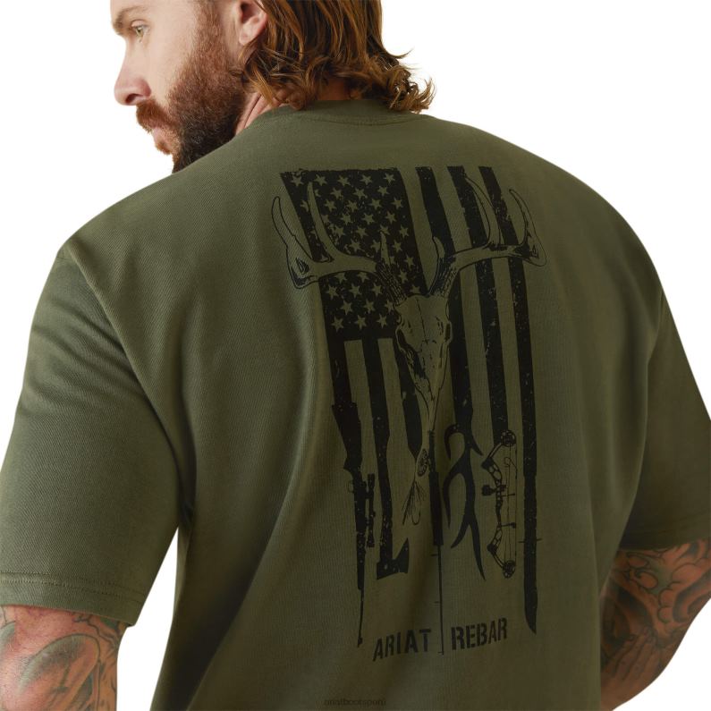 Ariat tapas hombres Camiseta Rebar Cottonstrong American Outdoors P0RPZ556 escarabajo