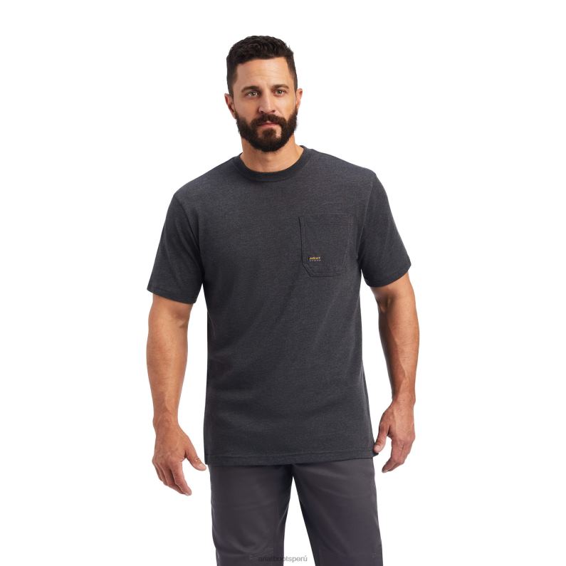 Ariat tapas hombres Camiseta de algodón con etiquetas de identificación fuertes P0RPZ658 brezo de carbón