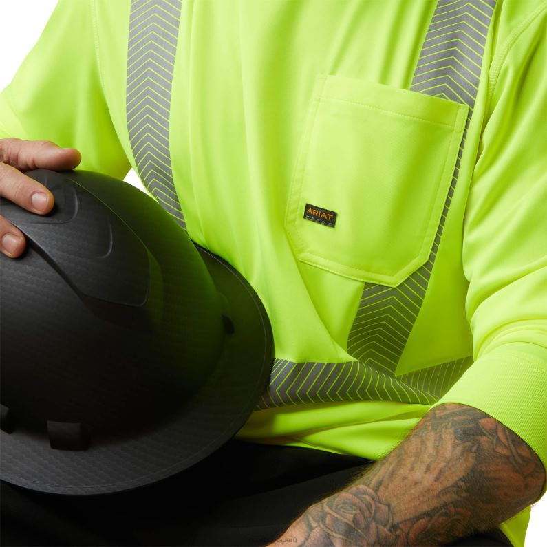 Ariat tapas hombres camiseta ansi de alta visibilidad con barras de refuerzo P0RPZ833 hola vis amarillo