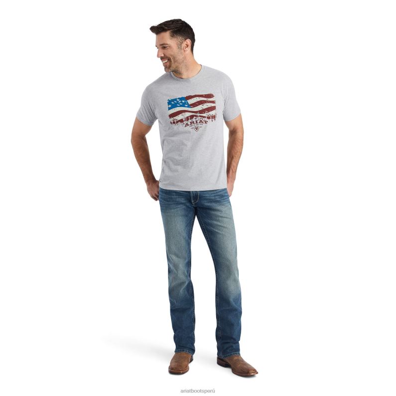 Ariat tapas hombres camiseta con bandera P0RPZ675 brezo atlético