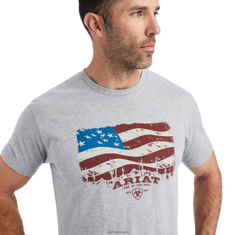 Ariat tapas hombres camiseta con bandera P0RPZ675 brezo atlético