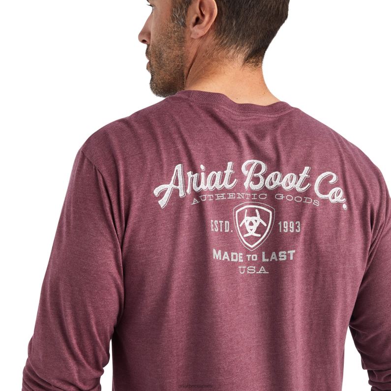 Ariat tapas hombres camiseta con escudo tipo P0RPZ724 brezo burdeos