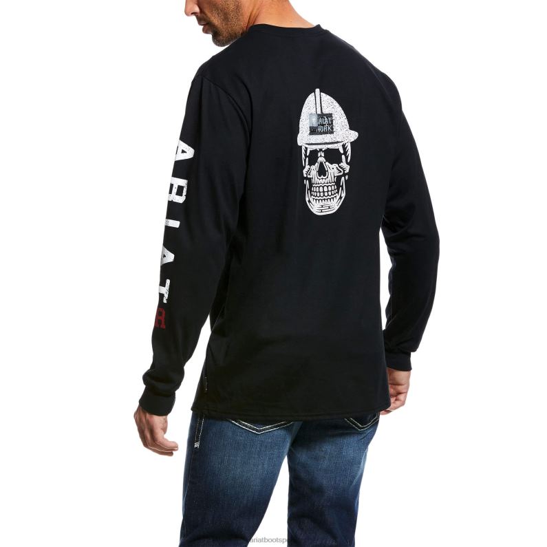 Ariat tapas hombres camiseta con logo de calavera fr P0RPZ773 negro