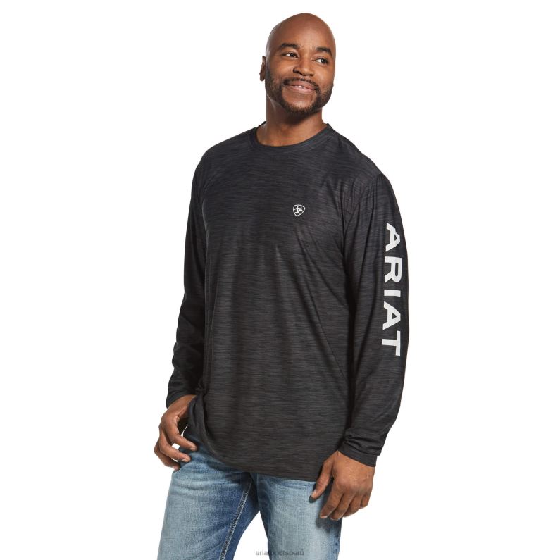 Ariat tapas hombres camiseta con logo del cargador P0RPZ768 brezo de carbón