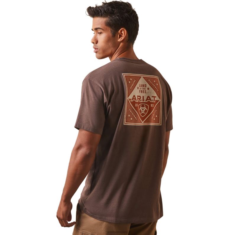 Ariat tapas hombres camiseta con parche P0RPZ597 brezo marrón