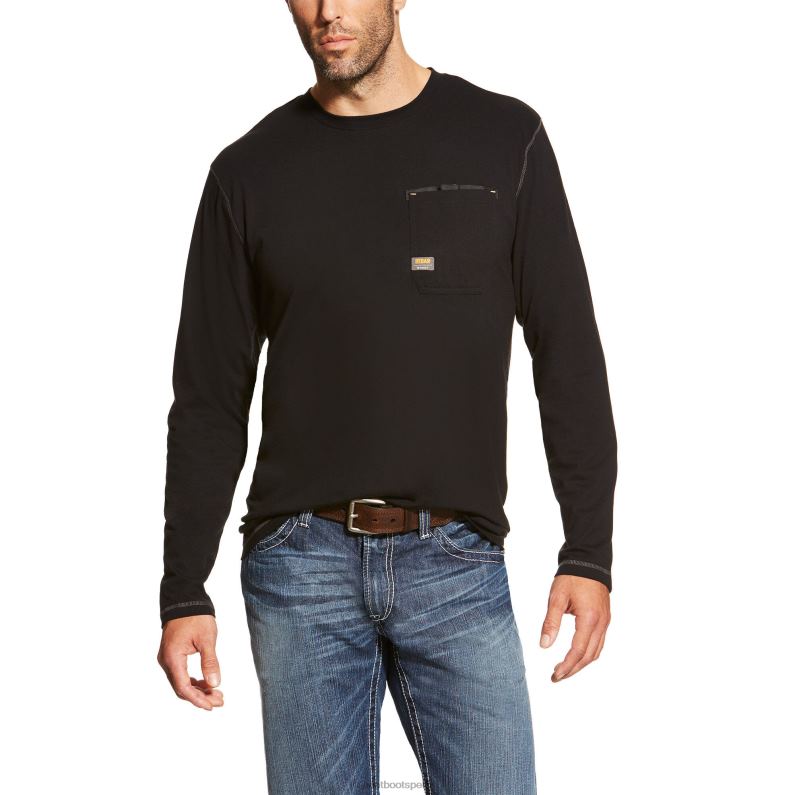 Ariat tapas hombres camiseta de trabajador de barras de refuerzo P0RPZ755 negro