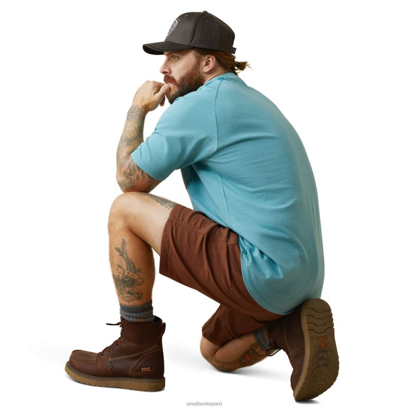 Ariat tapas hombres camiseta fuerte de algodón con barras de refuerzo 1 P0RPZ626 botón de soltero brezo