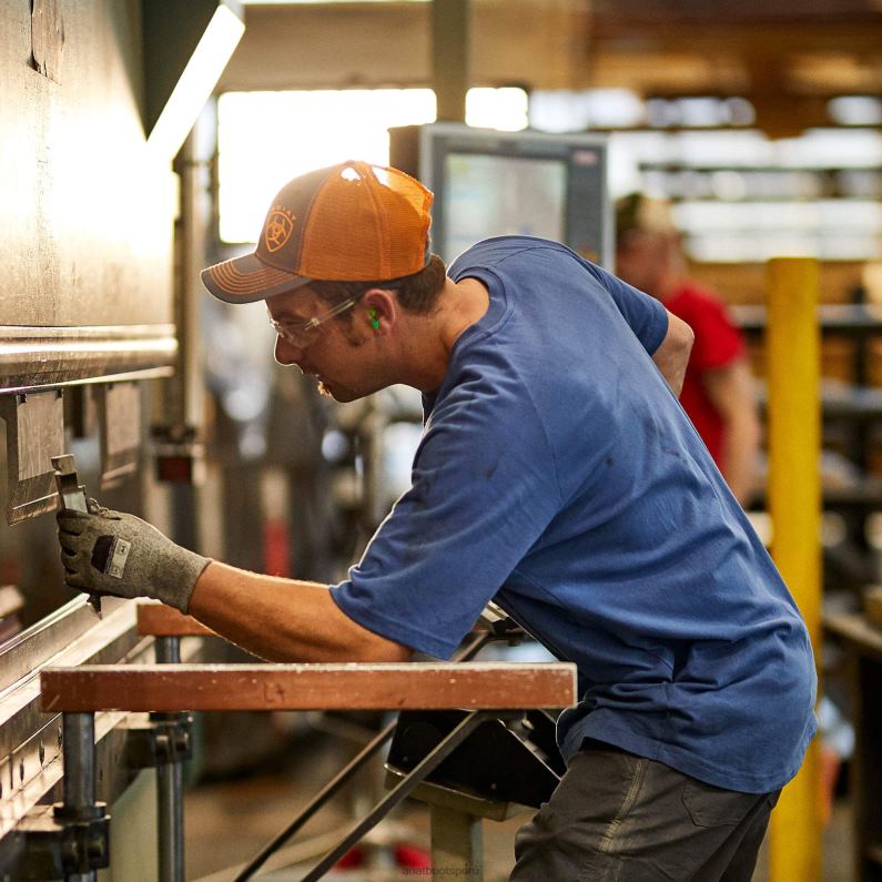 Ariat tapas hombres camiseta fuerte de algodón con barras de refuerzo 1 P0RPZ644 jaspeado azul marino