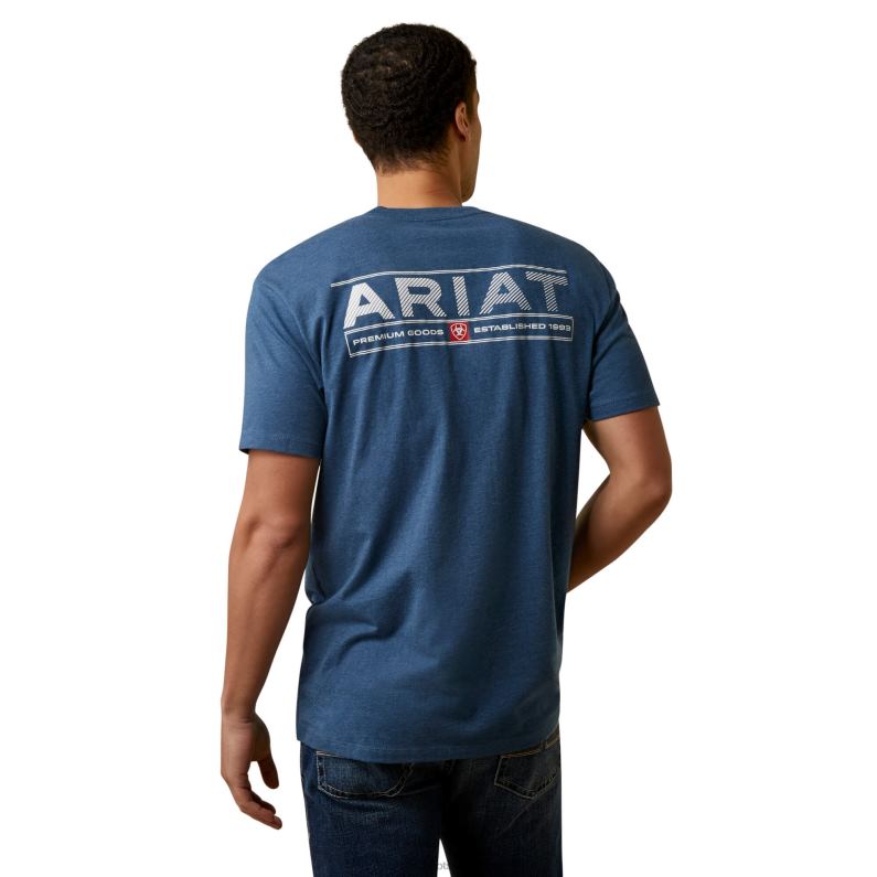 Ariat tapas hombres camiseta rayas daytona P0RPZ928 jaspeado azul marinero