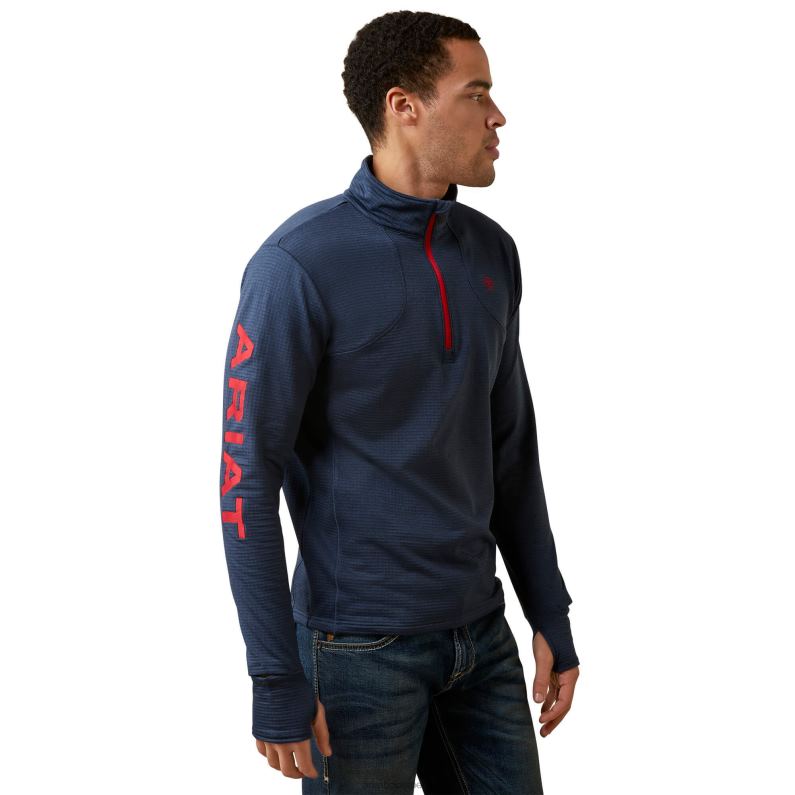 Ariat tapas hombres camiseta interior team gridwork con cremallera de 1/4 P0RPZ1675 Armada