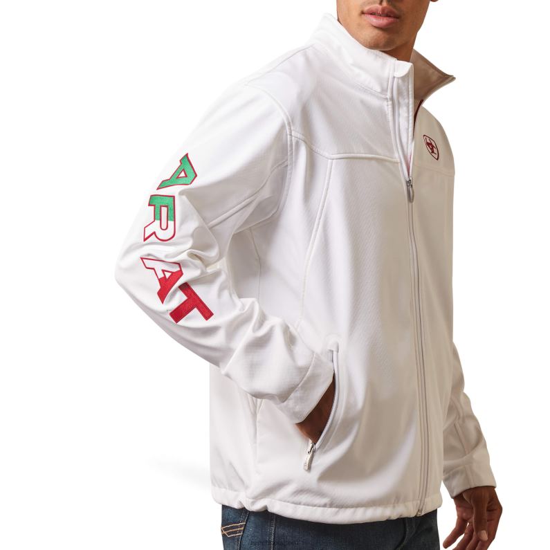 Ariat tapas hombres nueva chaqueta softshell del equipo mexico P0RPZ1534 blanco