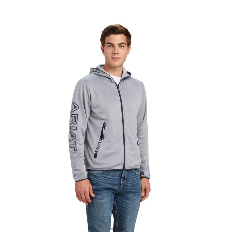 Ariat tapas hombres sudadera byron con cremallera completa P0RPZ1509 cuero gris
