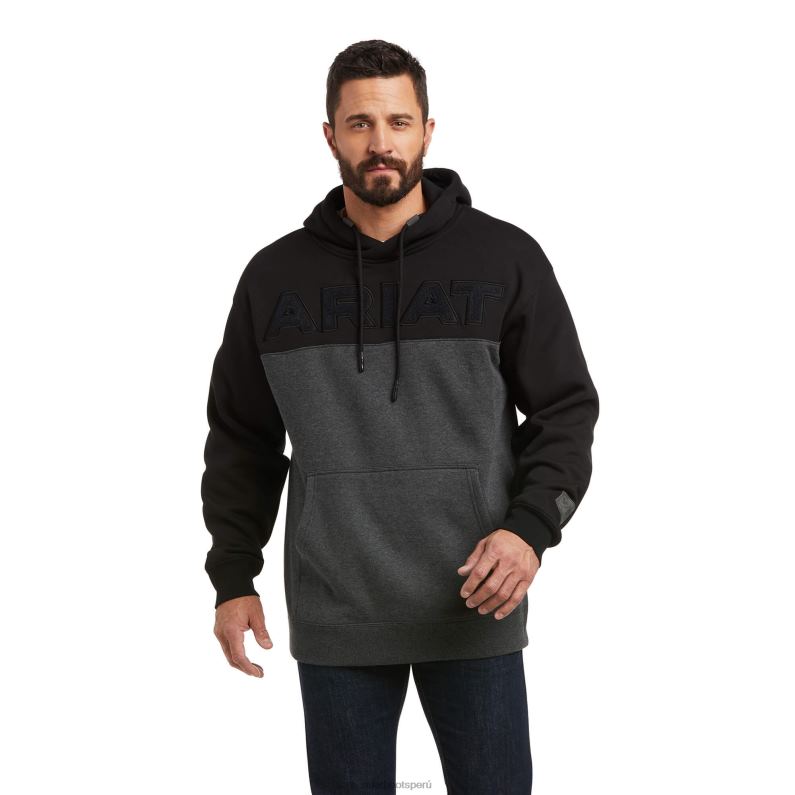 Ariat tapas hombres sudadera con capucha levantada P0RPZ1478 chenilla negro
