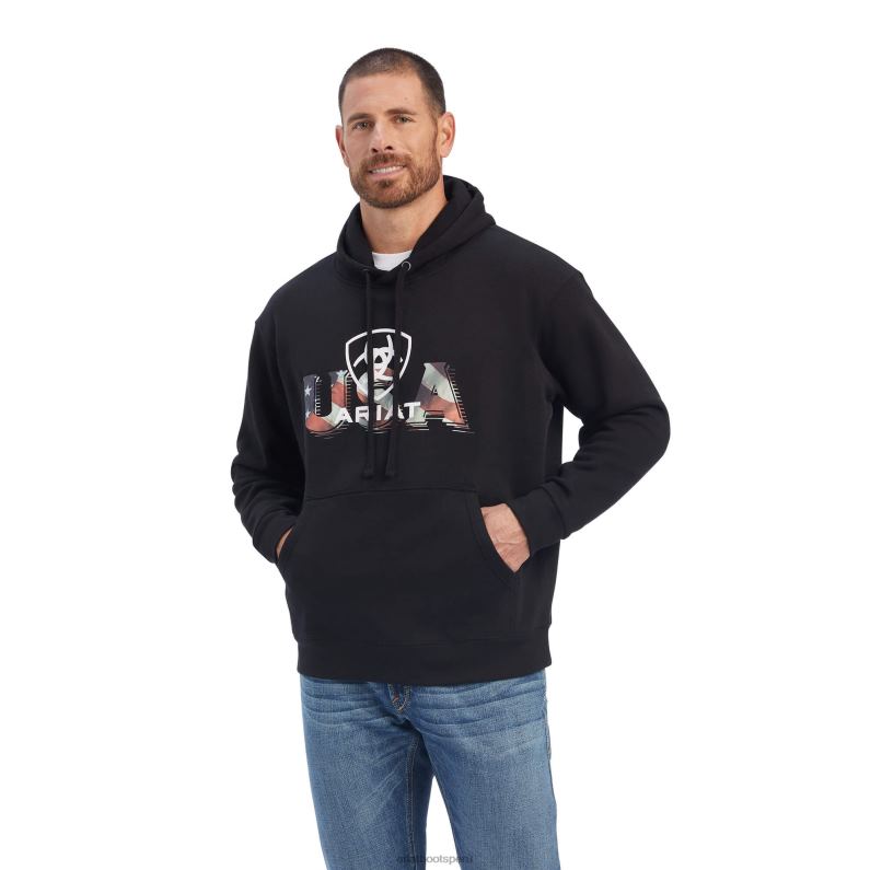 Ariat tapas hombres sudadera orgullosa de estados unidos P0RPZ1446 negro