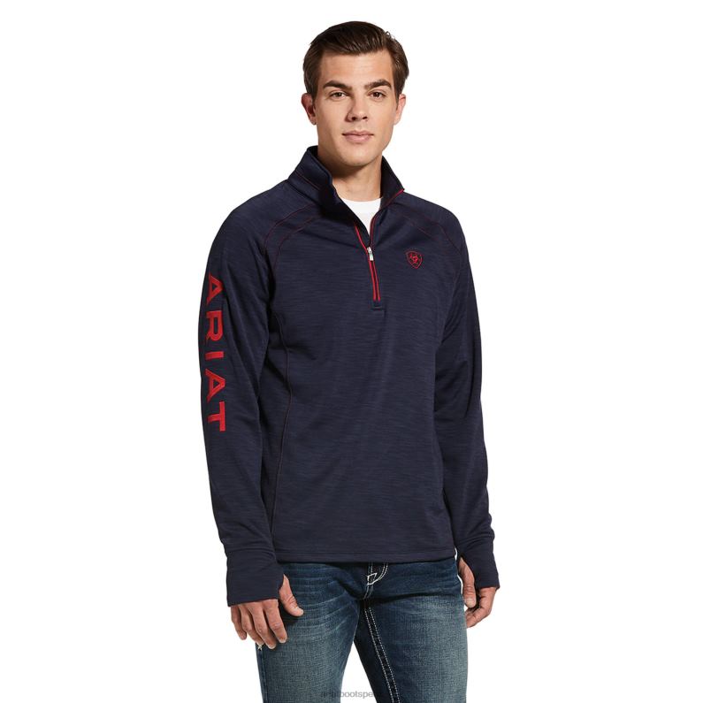 Ariat tapas hombres sudadera tek team 1/2 cremallera P0RPZ1492 jaspeado azul marino