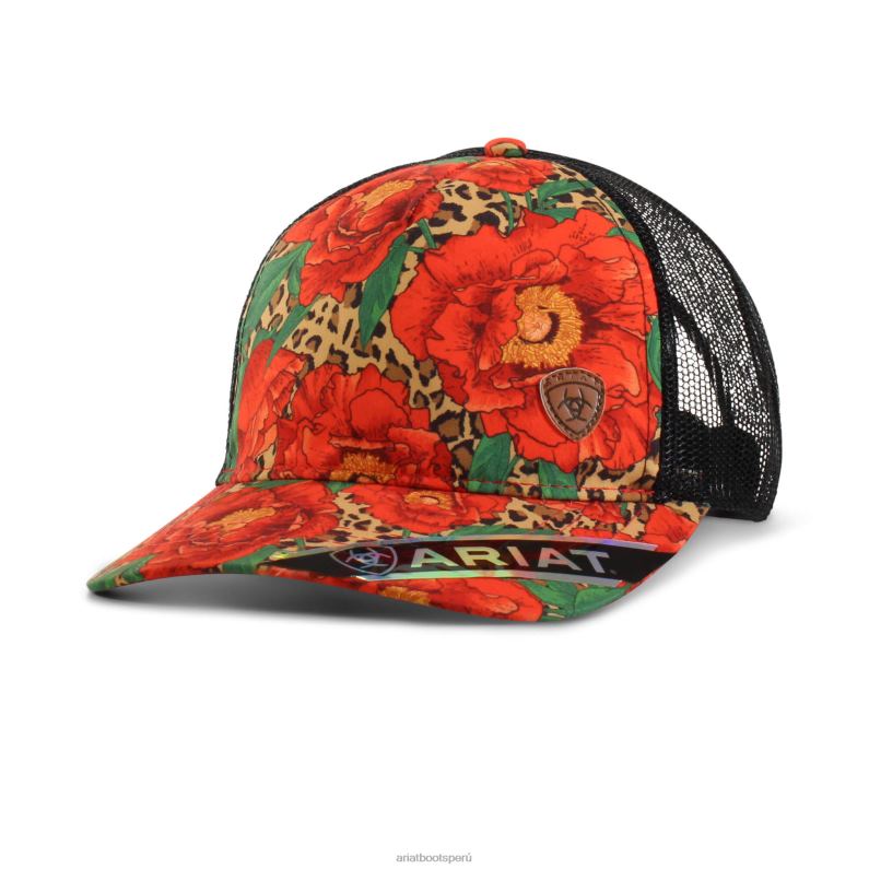 Ariat accesorios mujer gorra con estampado floral de guepardo P0RPZ3767 rojo
