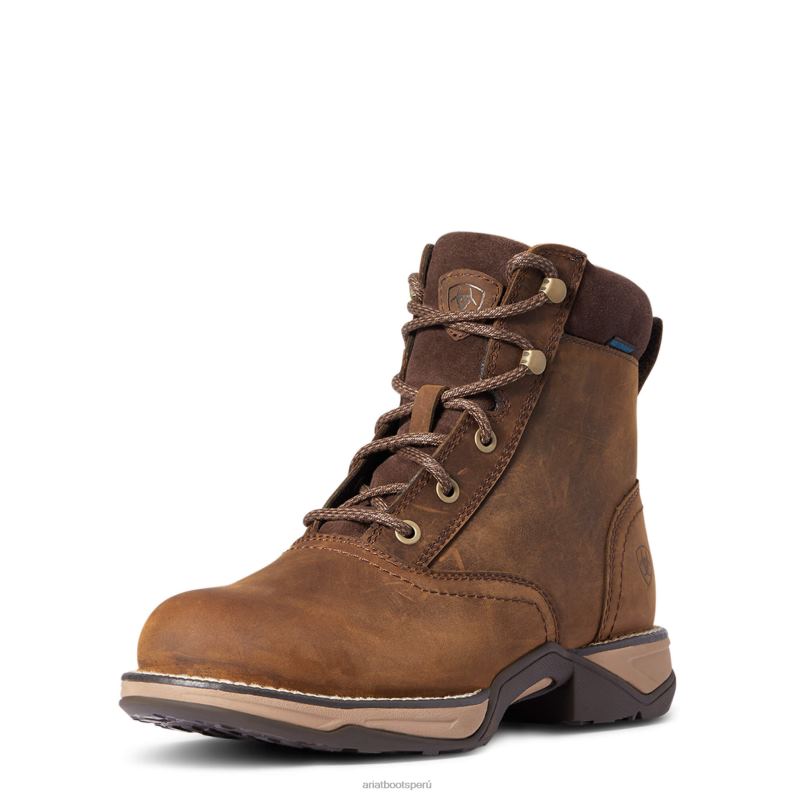 Ariat calzado mujer bota impermeable con cordones y punta redonda Anthem P0RPZ2182 marrón angustiado