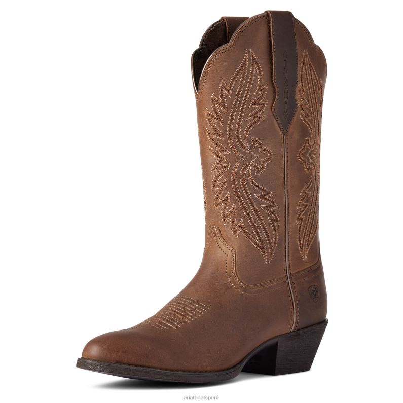 Ariat calzado mujer Bota estilo western con ajuste elástico y puntera en R Heritage P0RPZ2086 marrón angustiado