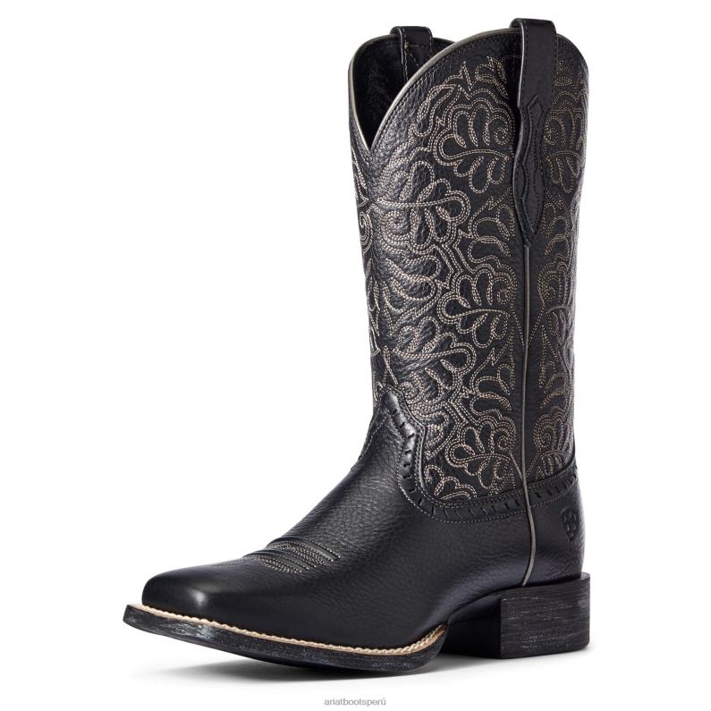 Ariat calzado mujer Bota vaquera remuda redondeada P0RPZ2069 deertan negro