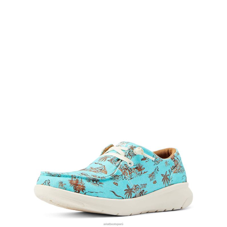 Ariat calzado mujer hilo occidental aloha P0RPZ2460 estampado paniolo turquesa