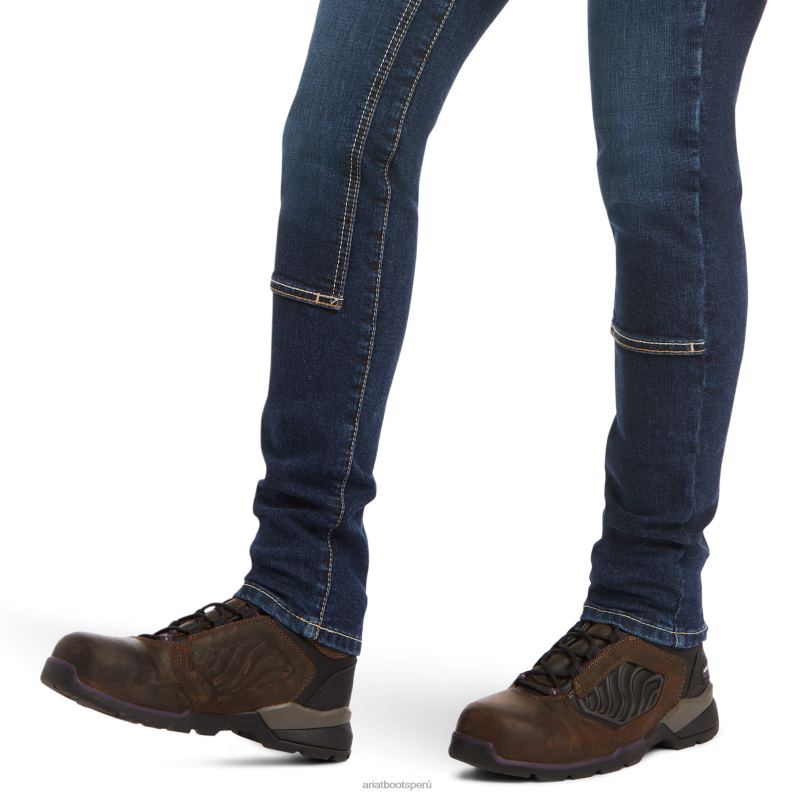 Ariat fondos mujer jeans rectos con doble frente durastretch rebar P0RPZ2538 remachador