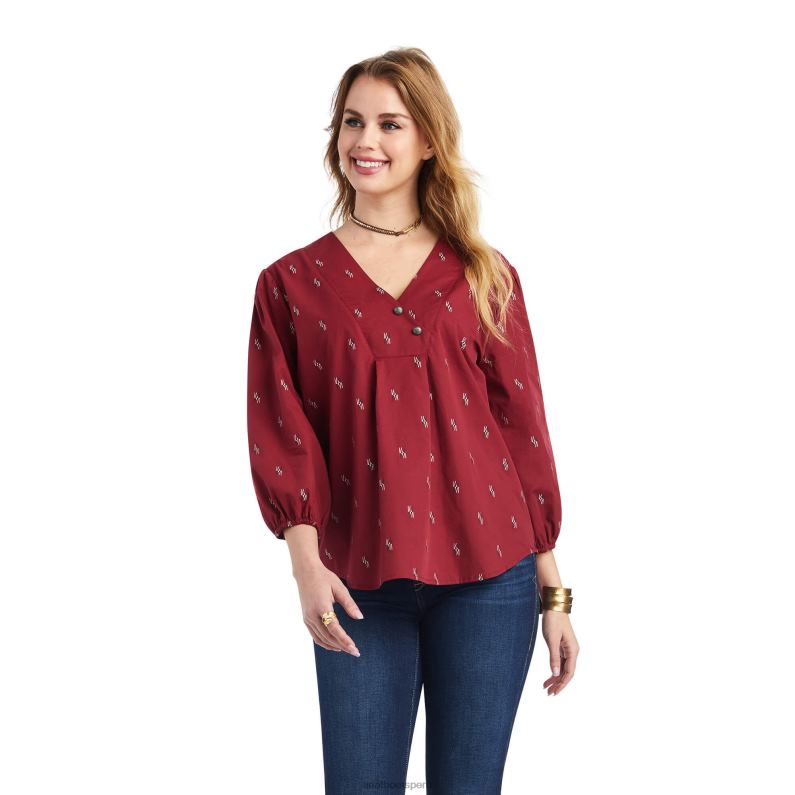 Ariat tapas mujer blusa campesina chimayo P0RPZ3110 chimayo dobby
