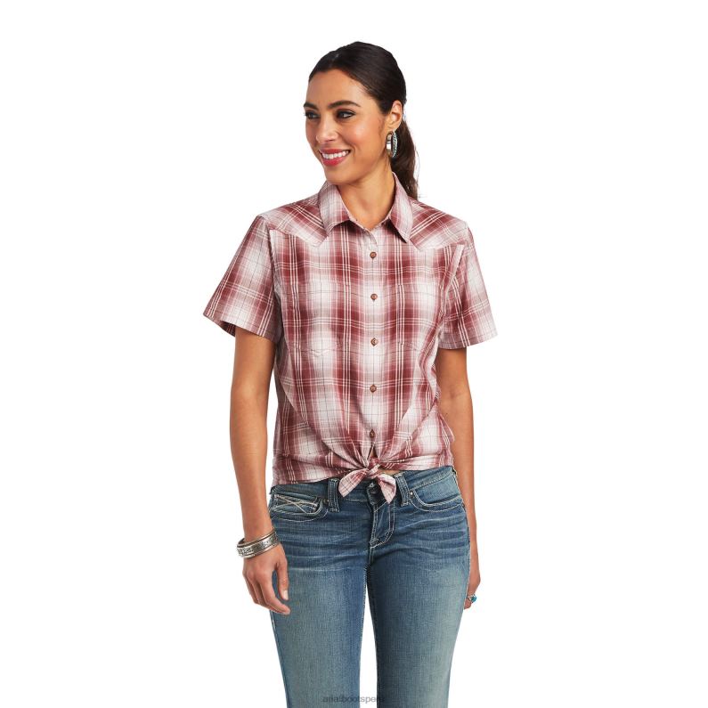 Ariat tapas mujer camisa billie jean real P0RPZ3141 cuadros rojizos