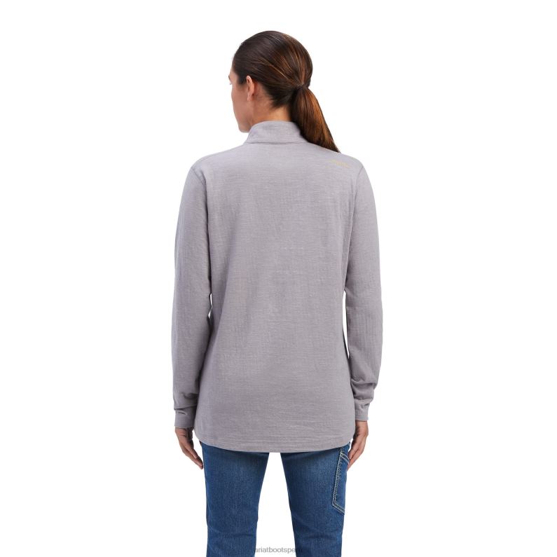 Ariat tapas mujer camisa con cremallera de 1/4 de base de refuerzo P0RPZ3274 cuero gris