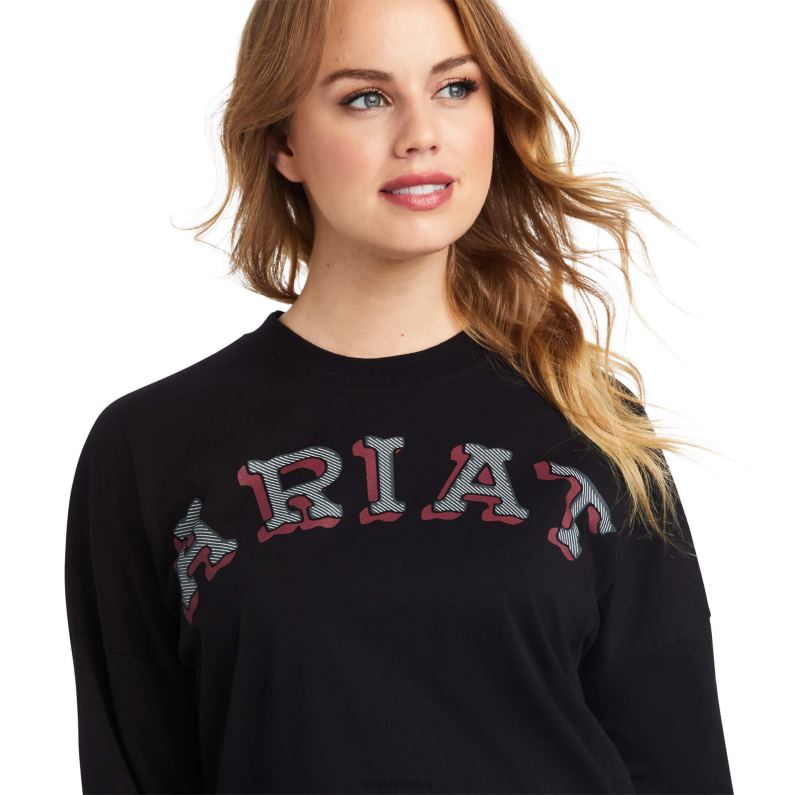 Ariat tapas mujer camisa de gran tamaño real P0RPZ2992 negro