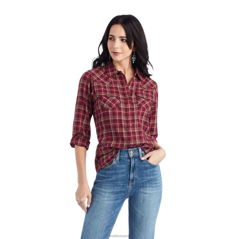Ariat tapas mujer camisa de rastro real P0RPZ2845 cuadros pioneros