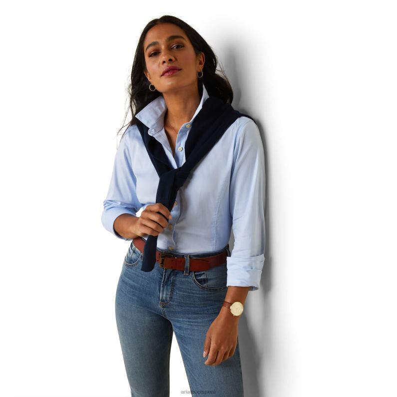 Ariat tapas mujer camisa de toma P0RPZ3099 azul pálido